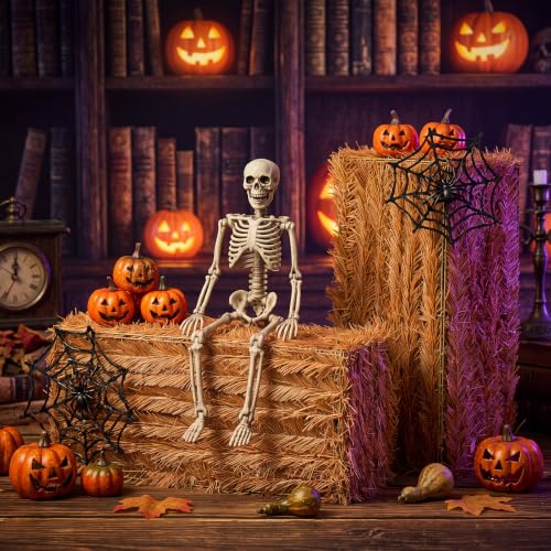 2 Pack Fall Halloween Decorative Straw Hay Bales - 20 x 9 x 8 Inches, Rustic Autumn Decor