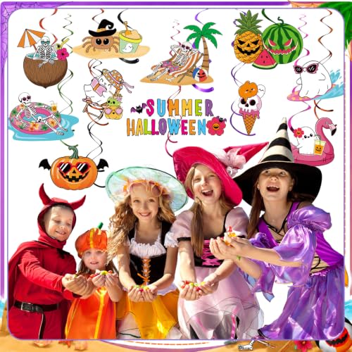 Summer Halloween Hanging Decorations Set - 52 Pcs Spooky & Vibrant Party Decor