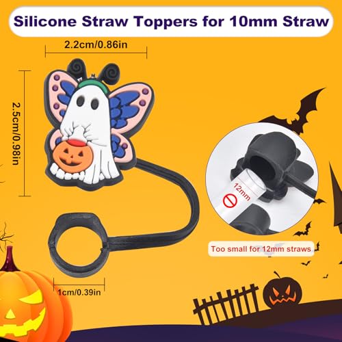Ghost Silicone Straw Toppers for Stanley Cups 30/40 oz - Pack of 16