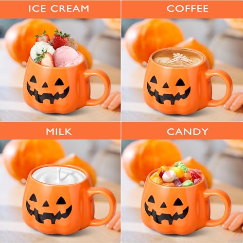 Yellow Pumpkin Halloween Ceramic Mug - 13oz Coffee Cup with Pumpkin Pattern, Gift for Adults & Kids
