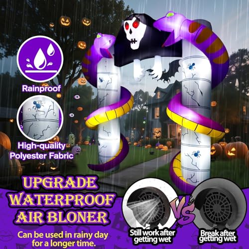 10FT Halloween Ghost Inflatable Archway Outdoor Decoration with Built-in LEDs - Scary Yard Yard Display - Ghost
