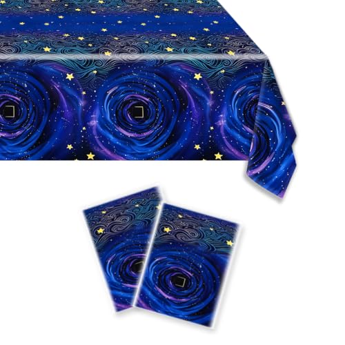 Starry Night Ghost House Halloween Tablecloths - 2 Pack, Disposable, 108x54 Inches