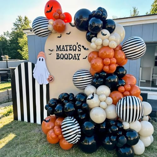 Fall Balloon Garland Arch Kit - 141pcs Orange Black Sand White Decorations - Variation of THIS listing