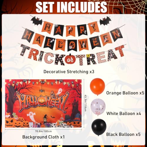 Halloween Party Decorations Set with Banner, Backdrop, Garland & Balloons