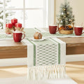 Sage Green Boho Macrame Table Runner - Rustic Home Decor 12x72 Inches Variation of Boho_Sage Green / 12" W x 72" L