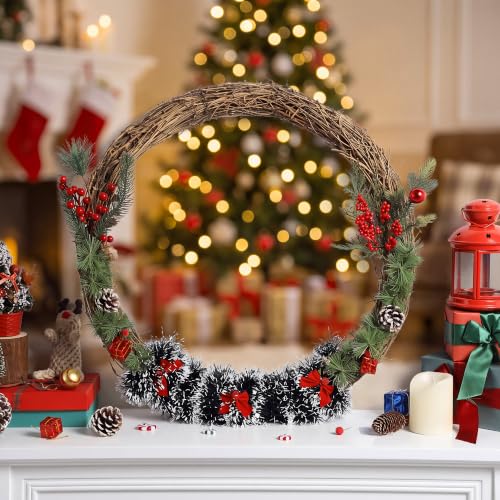 20 Inch Natural Grapevine Wreaths - 2 Pieces Rustic Holiday Decor - DIY Wreath Craft