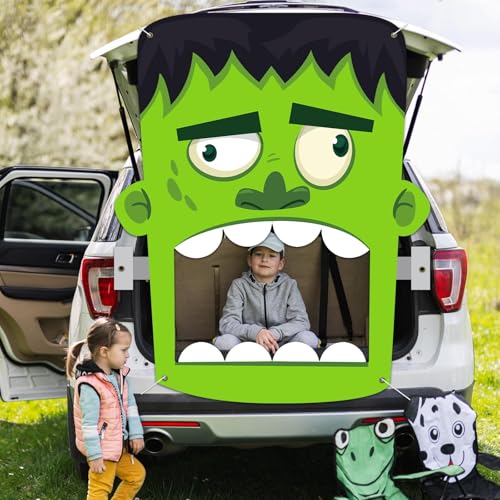Halloween Car Decorations Kit Green Zombie Trunk or Treat Backdrop for SUV & Garage