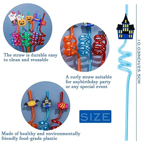 24Pcs Halloween Party Straws - Ghost Pumpkin Cat Design, One Size