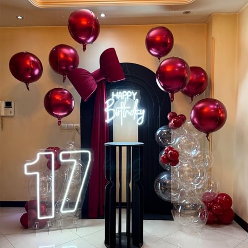 Maroon 14 Pcs Burgundy Foil Balloons Set - 22, 15 & 10 Inch Party Decor