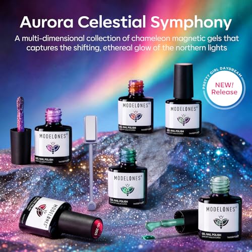 Modelones Cat Eye Glitter Gel Nail Polish Set - Aurora Variation - 6 Colors