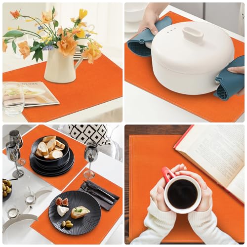 Orange Fall Thanksgiving Placemats Set of 4 12x18 Inches Washable Heat-Resistant Table Mats