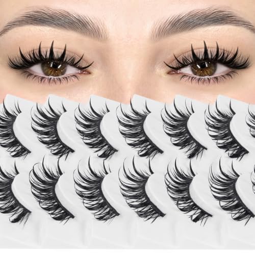 Losha Wet Look Wispy Manga Lashes - 10P Wet02 Variation, Cruelty-Free Synthetic Eyelashes
