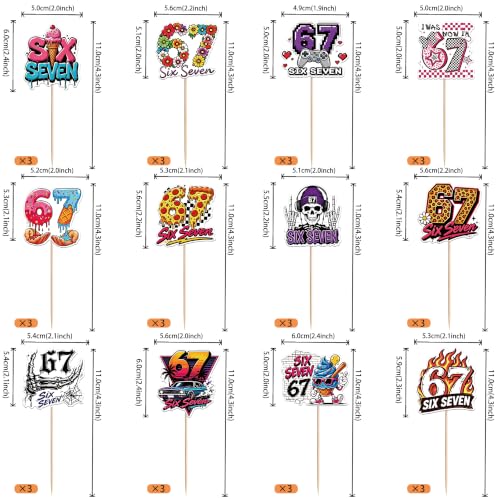 Six Seven Cake Topper Set - Cheers to 7th Birthday Party Decorations - Design 5