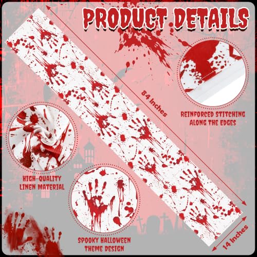 Halloween Blood Handprint Table Runner - 84x14 Inch Horror Decor - Variation of Horror Halloween / 1