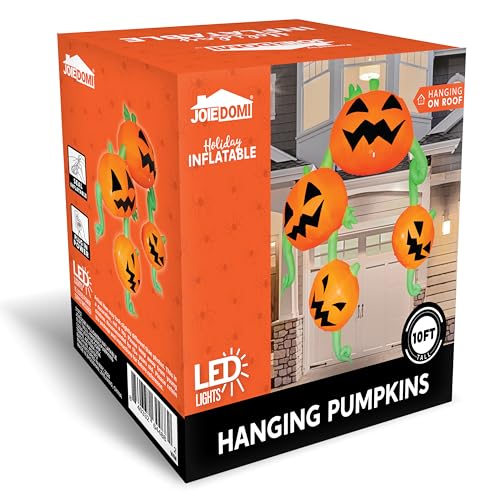 10 Ft Tall Halloween Inflatable Pumpkin Hanging Roof Decor with LEDs