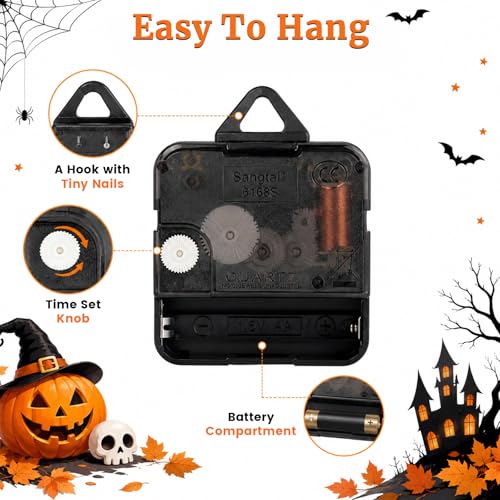 Halloween Ghost Wall Clock - 12 Inch Spooky Silent Decor with Trick or Treat Design - Ghost Variation