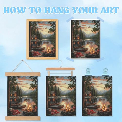 Sunset Lake Cabin Canvas Wall Art for Living Room & Bedroom - 12x16 Inch Unframed