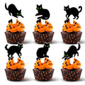 Halloween Black Cat Cupcake Topper - Green Eyes, Reusable, 36 Pack - Variation: Black Cat