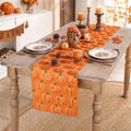 Fall Table Runner with 3D Faux Pumpkin Design - 13x108 Inch, Soft Faux Fur