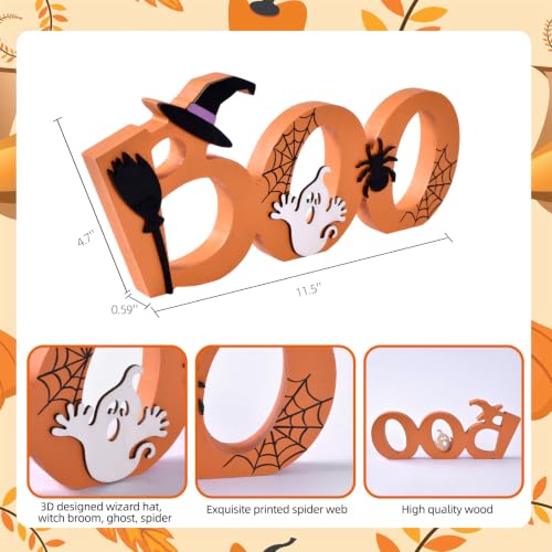 Orange Halloween Wooden Boo Sign - Indoor Ghost & Spooky Decor