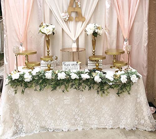 White Lace Tablecloth 60x120 Inch Rectangular Wedding Overlay - 10 Pack with Variations