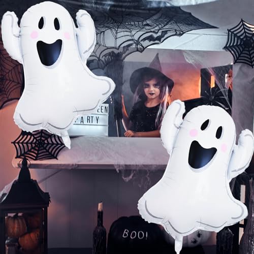 Halloween Ghost Balloons Set - 6 Large Foil Inflatable Decorations for Indoor Outdoor Parties