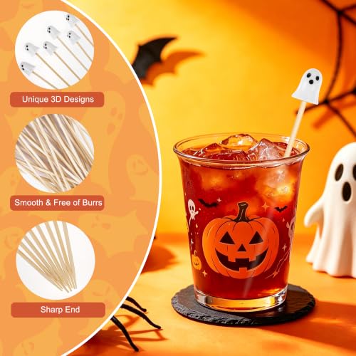 Halloween Ghost Cocktail Picks - 100 Pcs Spooky Ghost Party Decor - Variation: Ghost