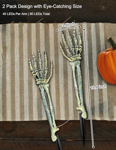 Halloween Skeleton Hands Stake Lights - Purple & Blue, 2 Pack Solar Pathway Decor