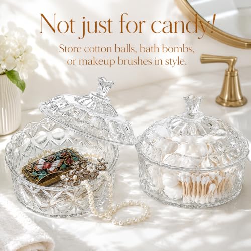 Acrylic Candy Jar with Lid - Clear Plastic Decorative Sugar Bowl, 2-Pack, 6.3 Inch Diameter