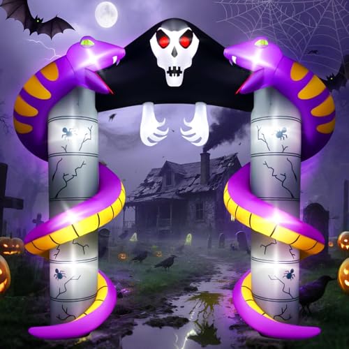 10FT Halloween Ghost Inflatable Archway Outdoor Decoration with Built-in LEDs - Scary Yard Yard Display - Ghost