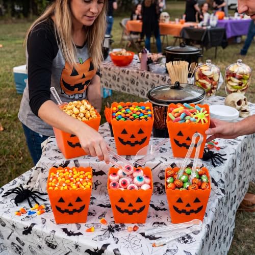 Halloween Candy Bar Containers with Tongs & Scoops - Spooky Pumpkin Variation