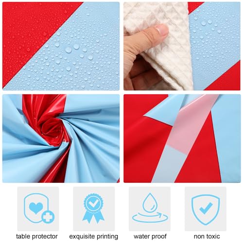 Blue and Red Striped Plastic Tablecloth - Halloween Party Rectangular 108x54 Inches - Set of 3