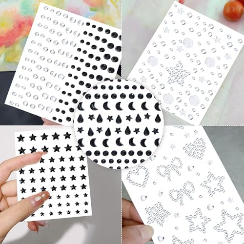 Face Gems Mermaid Jewels Temporary Tattoo Stickers - Black & White Style2