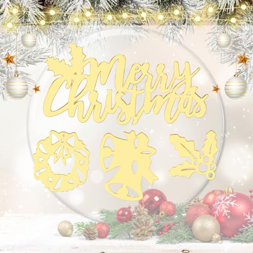 Christmas Bells Wreath Cake Topper - Acrylic Cupcake Decoration - Merry Christmas Variation
