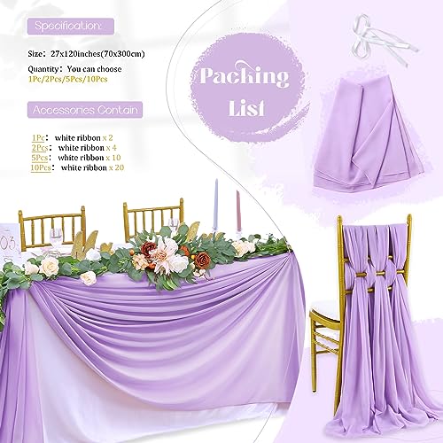 15pcs Light Purple Wedding Table Runners 27x120 Inch Sheer Gauze Fabric Set