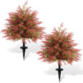 Artificial Fall Cedar Topiary Trees with Ground Stakes - Red & Green, 24-Inch