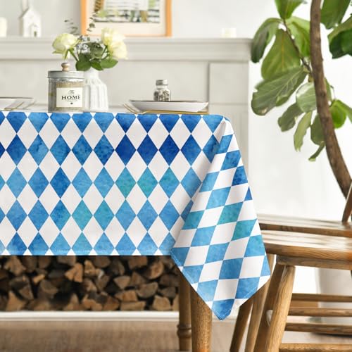 Horaldaily Oktoberfest Blue Rectangular Tablecloth 60x120 Inch - Bavarian Flag