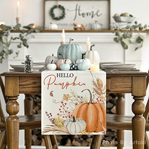 Fall Orange Table Runner 13x72 Inch Polyester Home Decor Party Accessory