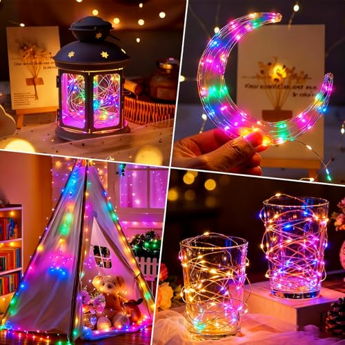 Multicolor Mason Jar String Lights - 10 Pack, 30 LEDs, Waterproof, 8 Modes with Timer