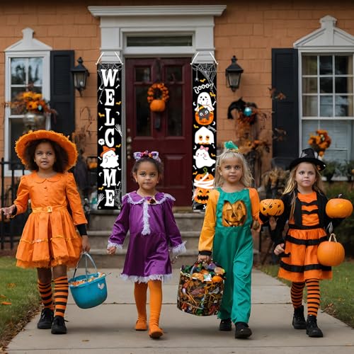 Halloween Door Banner Decorations - Boo Welcome Porch Sign Set