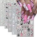 Halloween Ghost Nail Stickers Set - 3D Self-Adhesive Nail Art Decals - Ghost Pumpkin Spider Web - Variation: Ghost-2