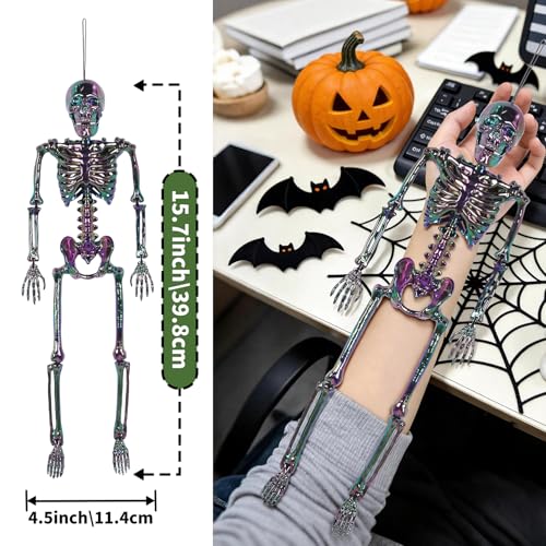 Halloween Skeleton Decorations - Oil Slick Style, 16 Inch, 6 Pack