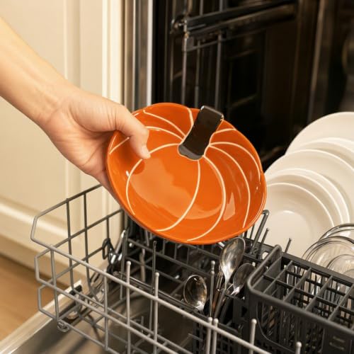 Halloween Ceramic Pumpkin Candy Bowl - 6 Inch Fall Decor & Serving Dish