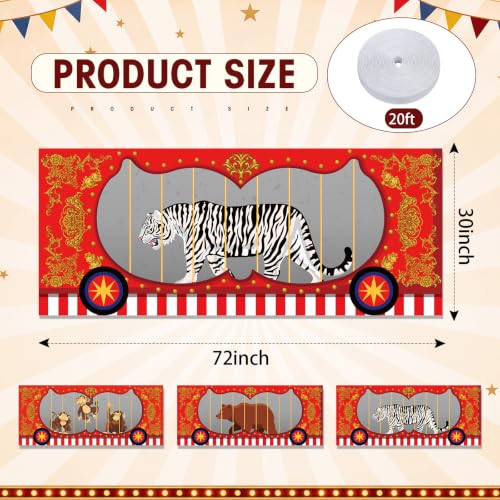 Carnival Circus Party Table Skirt Set - Jungle Animals, 6ft x 30in, 3 Pack