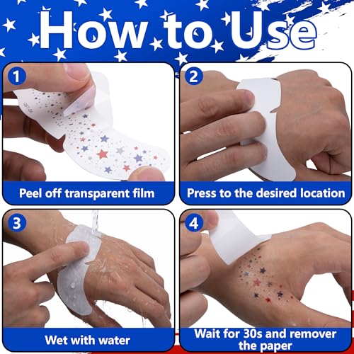 9 Sheets Patriotic Freckles Face Tattoos & Gem Stickers Set - StyleC-9 Pcs