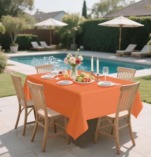 Disposable Orange Rectangle Tablecloth - 2 Pack, 54 x 108 Inches, Waterproof Party Cover
