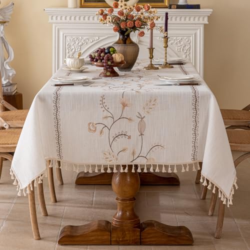 Joyfol Day Rustic Fall Rectangle Tablecloth 55x120 Inches - Coffee Berry Variation