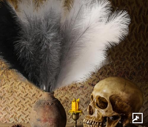 Artificial Pampas Grass Decor Set - Black White Grey 38 Inches, 6 Pieces, Boho Home & Event Decor