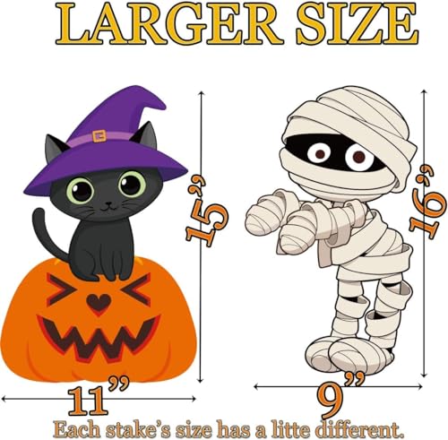 Halloween Yard Stakes Set - 8pcs Outdoor Lawn Decorations with Pumpkin Skeleton Witch & Mummy