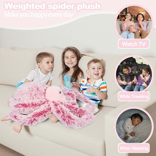 Weighted Stuffed Animal Spider Plush Toy - 25 Inch, 4.2 lbs, Red, Huggable & Realistic Kids Gift